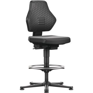 Arbeitsdrehstuhl Air Flow Bodengleiter+Fußr. Kunstlederpolster schwarz 570-850mm