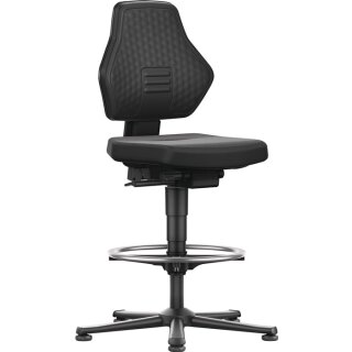 Arbeitsdrehstuhl Air Flow Bodengleiter+Fußring Supertec-Gewebe schwarz 570-850mm