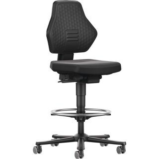 Arbeitsdrehstuhl Air Flow Rollen+Fußring Supertec-Gewebe schwarz 610-890mm BIMOS