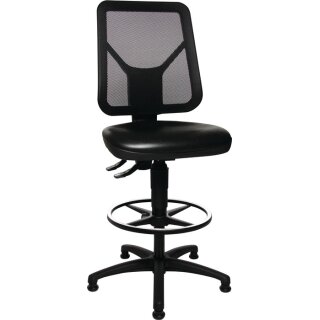 Arbeitsdrehstuhl TEC 80 C Bodengleiter+Fußring Polyurethanschaum schwarz