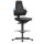 Arbeitsdrehstuhl Nexxit Gleiter+Fußring PU-Schaum schwarz Griff blau 570-820mm