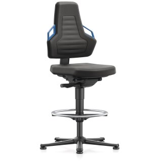 Arbeitsdrehstuhl Nexxit Gleiter+Fußring Supertec schwarz Griff blau 570-820mm