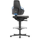 Arbeitsdrehstuhl Nexxit Gleiter+Fußring Supertec schwarz Griff blau 570-820mm