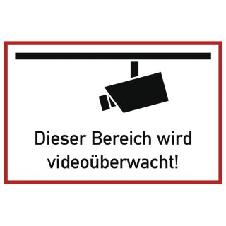 Hinweiszeichen Videoüberwacht L300xB200mm weiß schwarz Folie