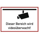 Hinweiszeichen Videoüberwacht L300xB200mm weiß...