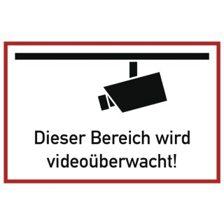 Hinweiszeichen Videoüberwacht L300xB200mm weiß schwarz Ku.