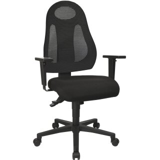 Bürodrehstuhl m.Synchrontechnik schwarz/schwarz 420-530mm o.Armlehnen TOPSTAR