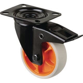 Lenkrolle D.100mm Trgf.100kg m.Festst.Gum.104x80mm hellgrau BS ROLLEN