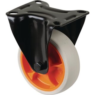 Bockrolle D.100mm Trgf.110kg Gum.Platte L104xB80mm Farbe Rl.hellgrau BS ROLLEN