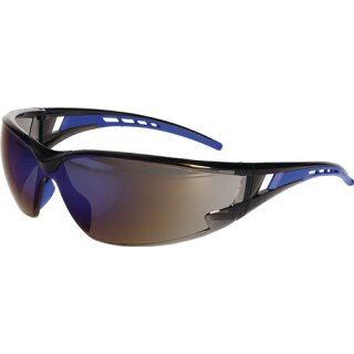 Schutzbrille EN 166 EN 172 Bügel schwarz/blau,Scheibe verspiegelt