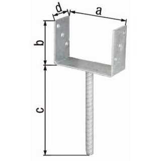 U-Pfostenträger ETA-10/0210 91x100x200x60mm Stahl roh feuerZN