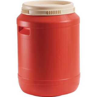 Batteriefass 60l HD-PE reinorange (Deckel hellelfenbein) m.Griffmulden WEMAS