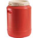 Batteriefass 60l HD-PE reinorange (Deckel hellelfenbein)...