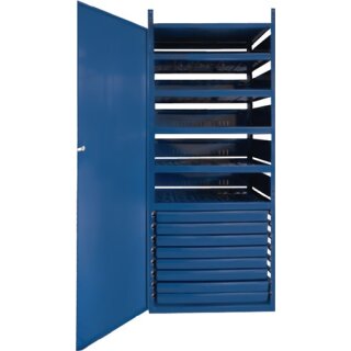 Schrank m.Tür LOGS 145 H1550xB540xT390mm 8 Schubl.5 Fbd.blau RAL LOGS