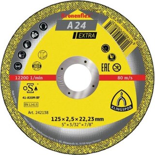 Trennscheibe A 24 Extra D125xB2,5mm Bohrung 22,23mm mittelhart GER Dr.12200U/min