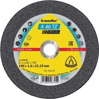 Trennscheibe A 46 TZ Special D150x1,6mm ger.INOX Bohr.22,23mm KLINGSPOR