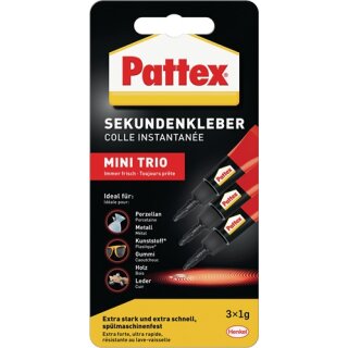 Sekundenkleber Classic MINI-TRIO 3x1g transp.Tube PATTEX