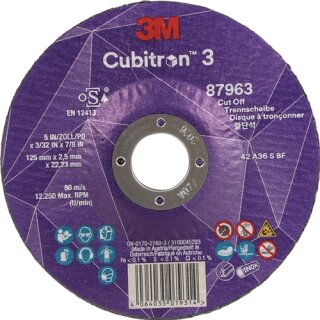 Trennscheibe Cubitron™ 3 D125x2,5 gekr.3M™ Cubitron™ 3 Bohr.22,23 3M
