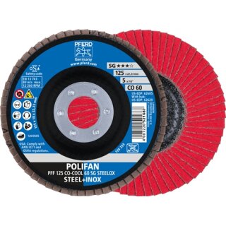 Fächerschleifscheibe POLIFAN D.125mm K.60 fl.STA Keramikkorn CO-COOL
