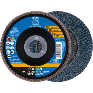 Fächerscheibe POLIFAN Z PSF STEELOX D.125mm K.120 kon.STA/INOX ZK Z PFERD