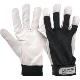 Handschuhe Main Gr.8 schwarz/naturfarben EN 388 PSA II TECWERK