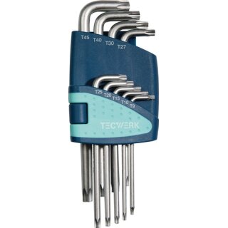 Winkelschraubendrehersatz 9-tlg.T9-T45 Ku.-Halter TECWERK