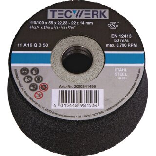 Schleiftopf A24Q 110/100mm STA u.Stahlguss 24 Bohr.22,23mm TECWERK