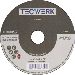 Schruppscheibe Action D125xS6mm gekr.Bohr.22,23mm TECWERK