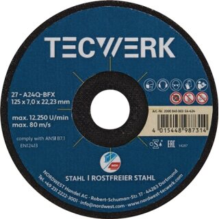 Premium-Schruppscheibe 2in1 D125xS7mm gekr.INOX/Stahl Bohr.22,23mm TECWERK