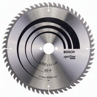 Kreissgeblatt Optiline Wood AD 250mm Z.60 WZ Bohr.30mm Schnitt-B.3,2mm