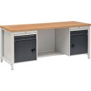 Werkbank grau lichtgrau B2000xH859xT750mm Buche Multiplex...