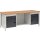 Werkbank grau lichtgrau B2000xH859xT750mm Buche Multiplex 40mm 2 Schubl.2 Türen