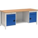 Werkbank signalblau lichtgrau B2000xH859xT750mm Buche...