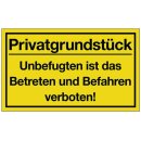 Hinweiszeichen Privatgrundstück L400xB250 gelb...