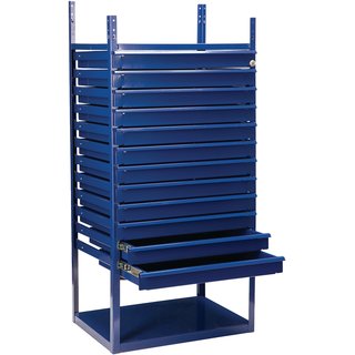 Schubladenelement LOGS 90 H1160xB540xT390mm 12 Schubl.blau RAL 5022 LOGS