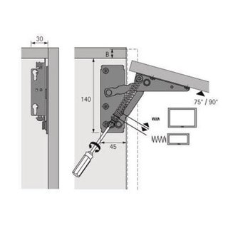 Hochklappbeschlag Lift,80-220N STA vern.75Grad HETTICH