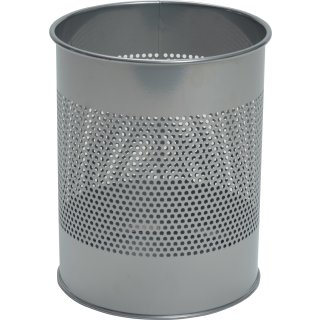 Papierkorb 15l H315xØ260mm Lochraster Metall epoxidharz.silber-metallic DURABLE