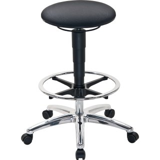 Drehhocker Sitz-Stop-Rollen+Fußring Supertec-Gewebe grau
