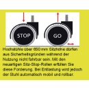 Drehhocker Sitz-Stop-Rollen+Fußring Supertec-Gewebe grau
