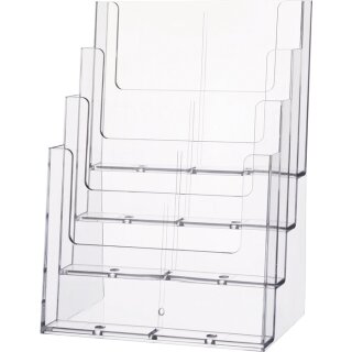 Tischprospekthalter 4 x DIN A4 hoch Ku.transp.freistehend HELIT
