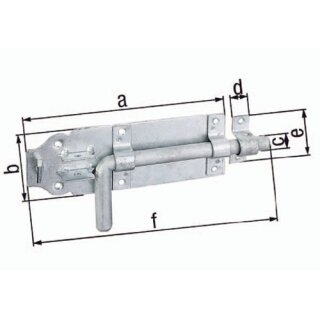 Bolzenriegel 180x70xØ16x20x58x230mm Stahl roh feuerZN