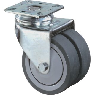 Doppel-Lenkrolle 50 60kg o.Festst.Gum.grau 60x60 BS ROLLEN