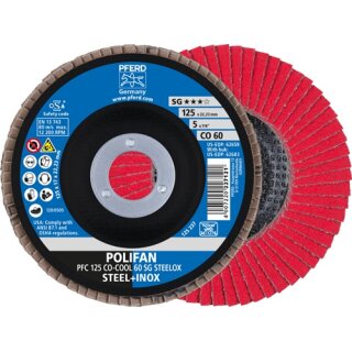 Fächerscheibe POLIFAN CO-COOL SG STEELOX D.125mm K.60 kon.INOX CO