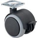Kunststoffdoppelrolle m.Festst.D.50mm Trgf.50kg m.Platte...