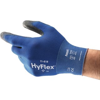 Handschuhe HyFlex 11-618 Gr.7 blau/schwarz EN 388 PSA II Nyl.m.PU ANSELL