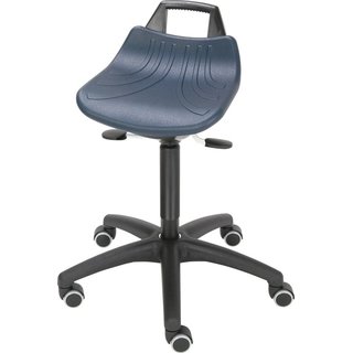 Drehhocker m.Rollen PU-Schaum blau Sitz-H.520-710mm