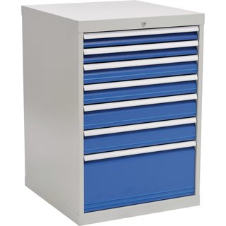 Schubladenschrank H1019xB705xT736mm grau/blau 2x75,2x100,2x125,1x300mm Schubl.