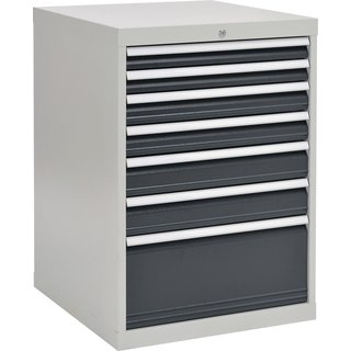 Schubladenschrank H1019xB705xT736mm grau/anthr. 2x75,2x100,2x125,1x300mm Schubl.