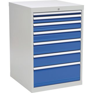 Schubladenschrank H1019xB705xT736mm lichtgrau/signalblau 7 Schubl.Vollauszug