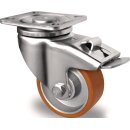 Lenkrolle D.80mm Trgf.180kg m.Festst.PU Platte L100xB85mm...